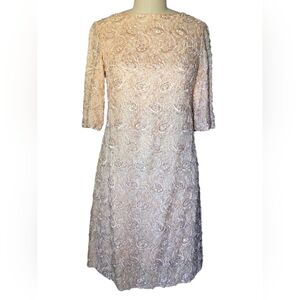 Vintage 1960s Beaded Heavily Embellished Pink Dress 4 Small